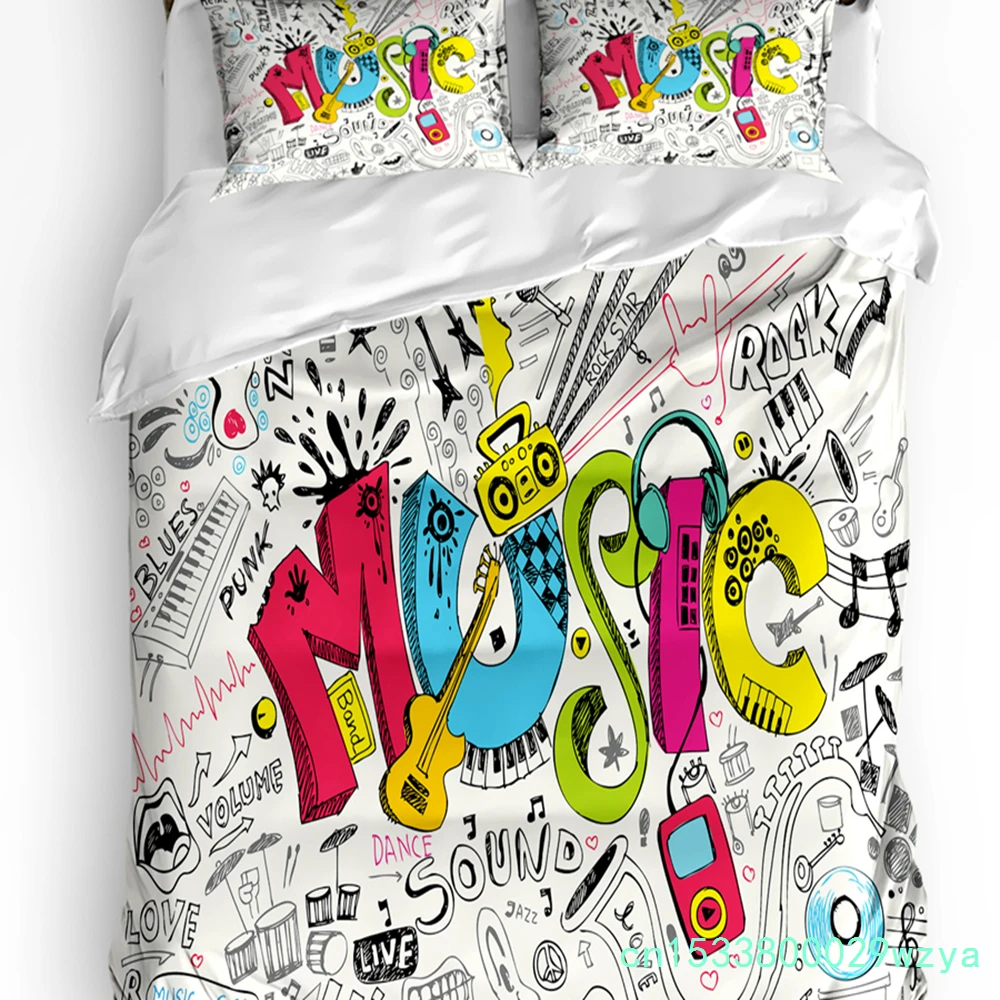 Music Posters Punk 3pcs Couple Duvet Cover With Pillow Case Custom Comforter Bedding Set Quilt Cover Double Bed Home Textile