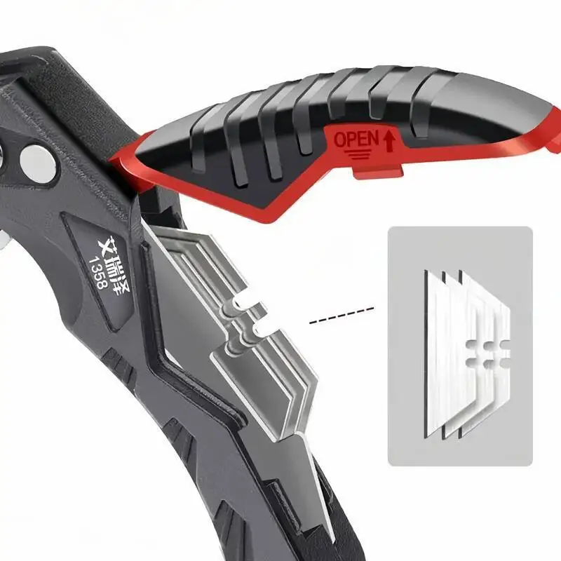 Folding Utility Knife Replaceable Blade Cutter for Cable Cartons Cardboard Boxes Sharp Durable with Safety Lock Easy Blade Chang image 4