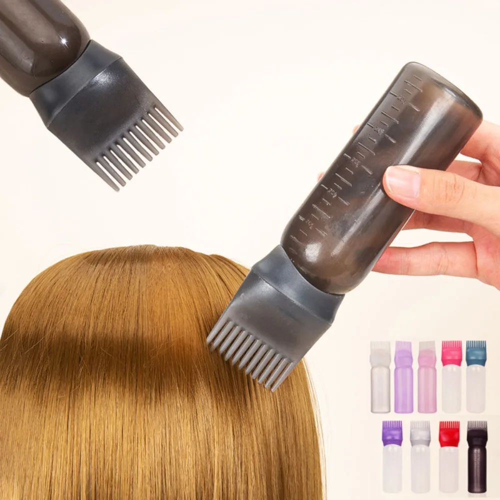 Botella rellenable para tinte de pelo, peine aplicador de plástico Multicolor, aceite de salón para colorear el cabello, estilismo de peluquería,