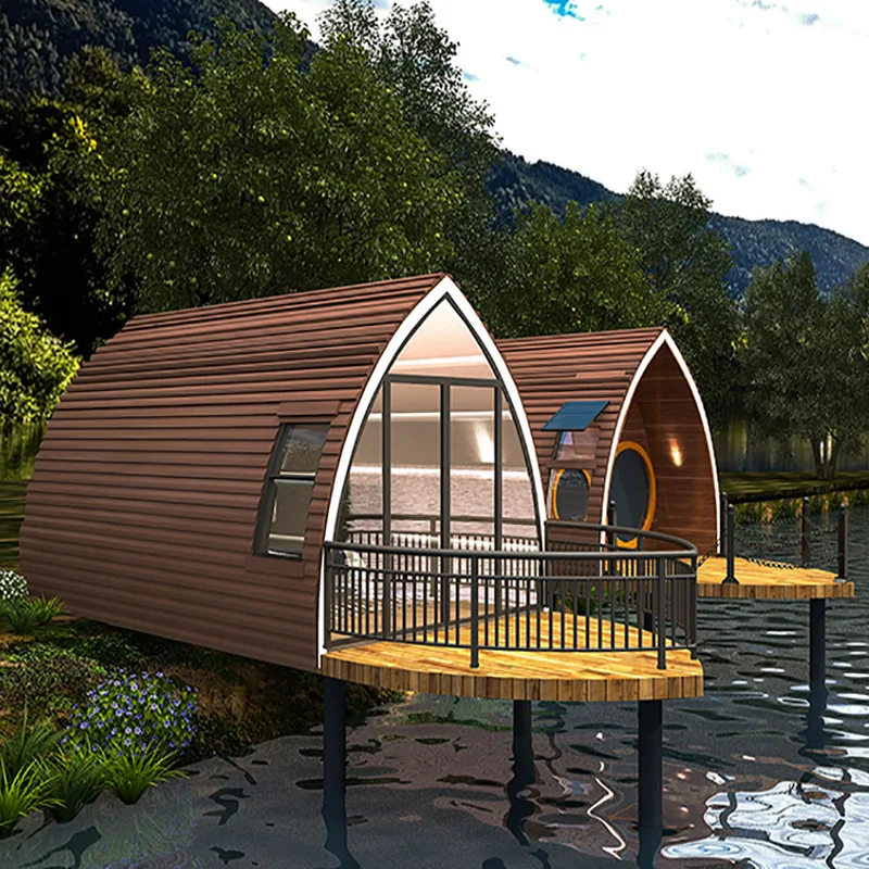 Ecological homestay wooden house movable house Cultural tourism houseboat Modular prefabricated building steel structure house