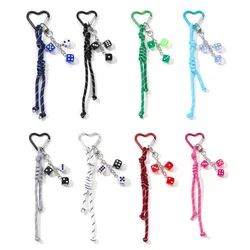 Classic Colorful Braid Rope Dice Heart Creative Keychain For Friendship Gift Pendant Accessorie Hanging Decoration Jewelry