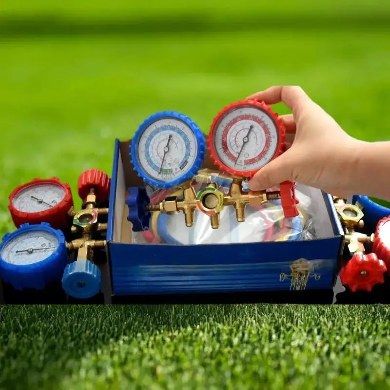 견고하게 제작된 AC 진단 매니폴드 게이지 세트, 3방향 R410A 매니폴드 측정에 이상적