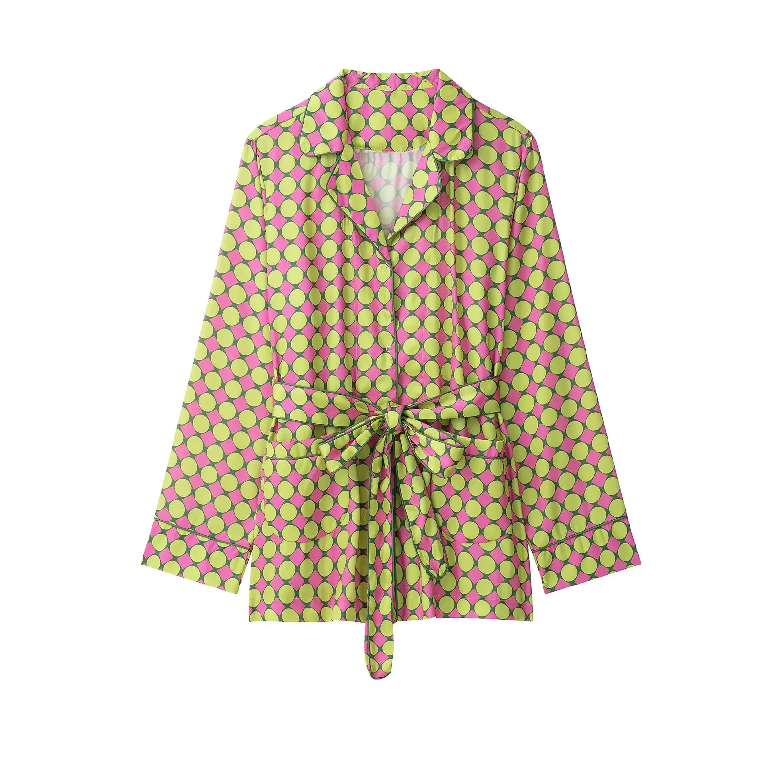 Fashionable Print Pocket Shirt And Long Pants Set Women's Autumn New Style Versatile Clothing Pair Two-Piece Set from China