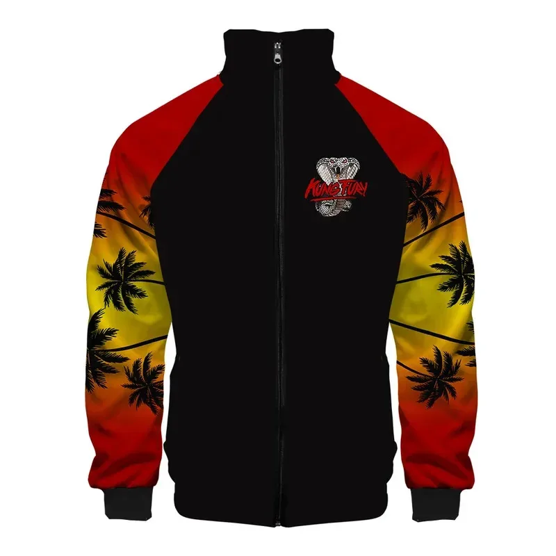 Nuevo programa de televisión caliente The Karate Kid Cobra Kai moda hombres cremallera sudaderas con capucha chaquetas 3D Stand Collar sudadera Tops niño chándal Oversi