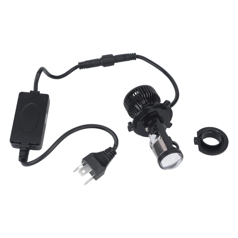 H4 LED Headlight Bulb for Vehicle Lighting, Double Low and High Beams, Integrated Projector Lens, External Driver and H9EE