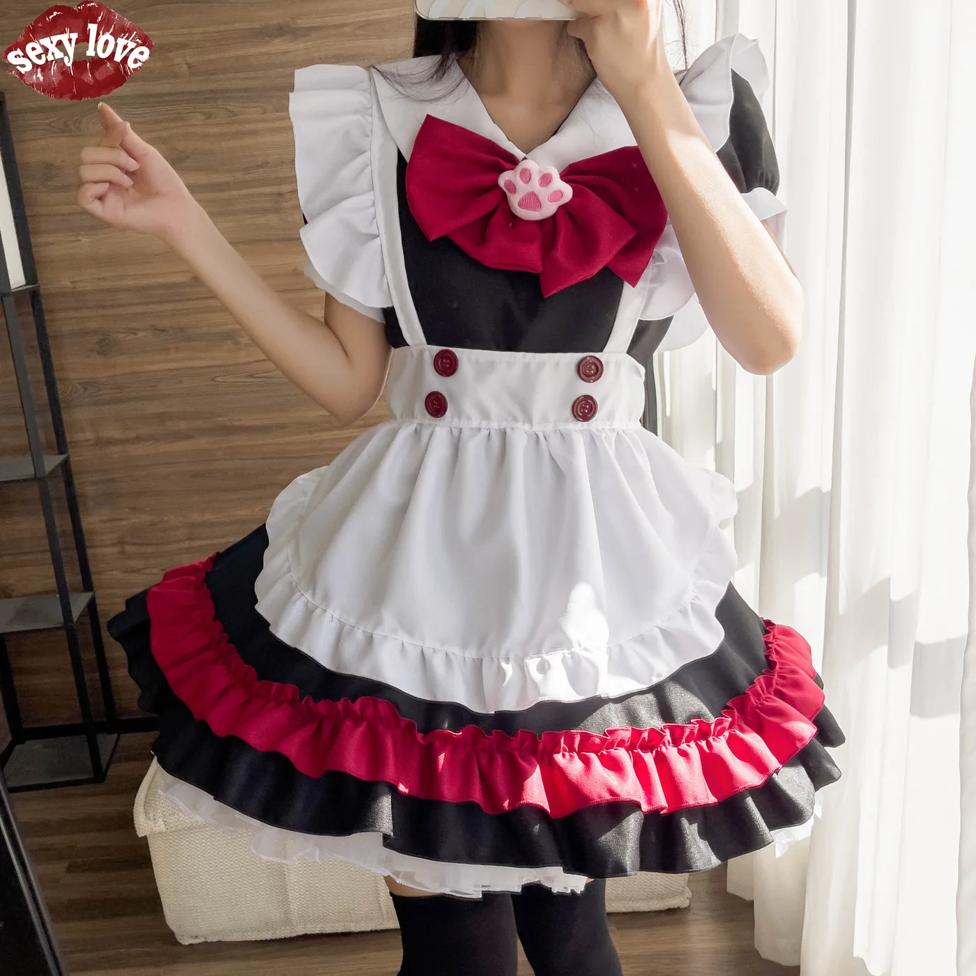 Top Selling Halloween Decoration: Vampire, Little Devil, Maid Lolita Gothic Style Black and Red Maid, Cosplay Costume From Anime