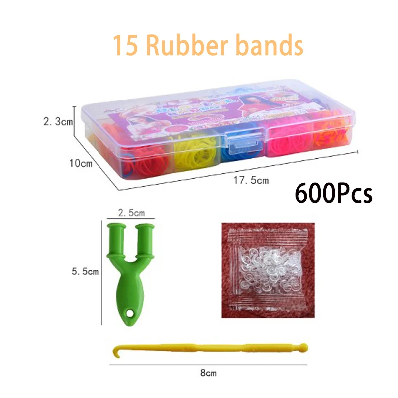 1500pcs Rainbow Rubber Bands Set Kid DIY Handmade Woven Bracelet Classic Funny Tool Kit Elastic Craft Toy for Girl Gifts