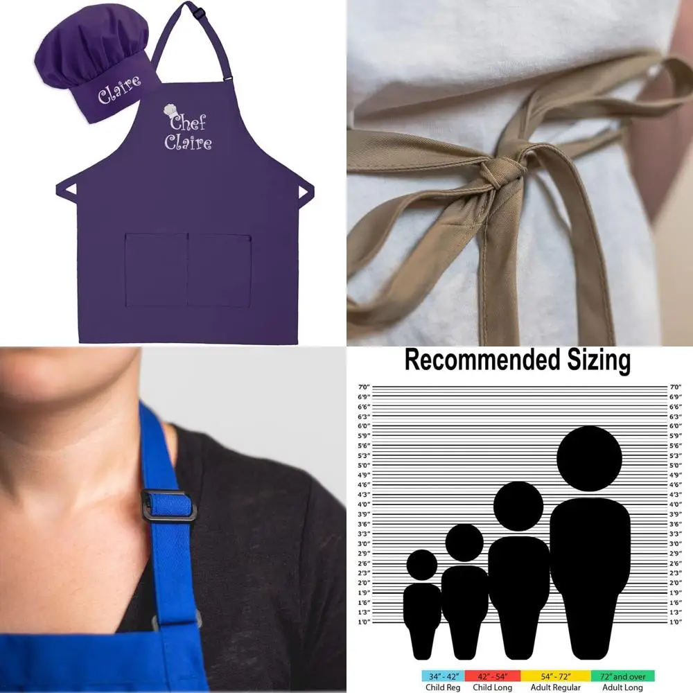 

Custom Embroidered Adult Apron & Hat Set for Women & Men - Perfect for Mothers Day, Kitchen, BBQ & Grilling Gifts