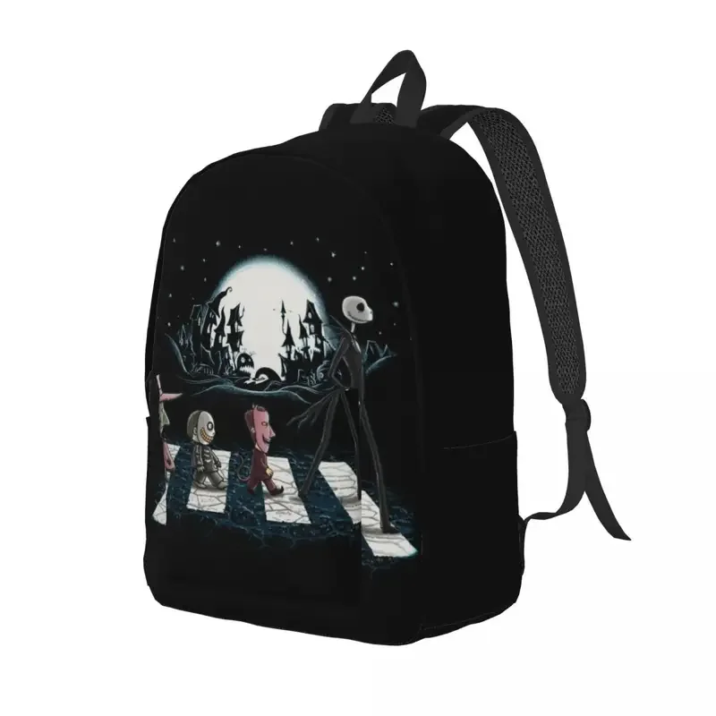 Custom 3D Print The Nightmare Before Christmas Canvas Backpacks for Halloween Skull Skellington College School Travel Bags