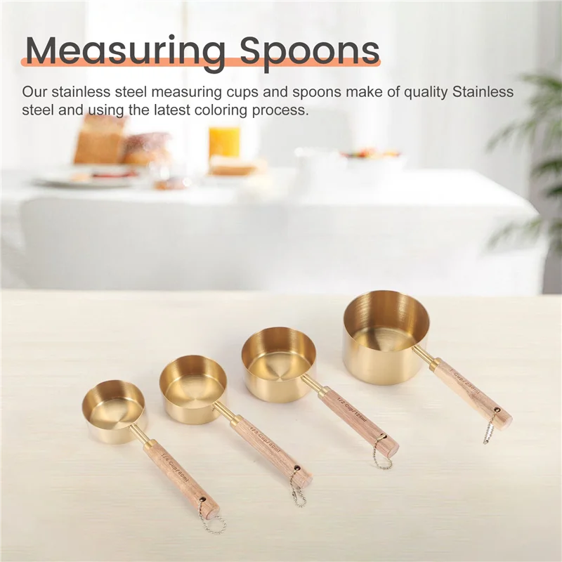 

2025 Trend8 Piece Measuring Cups Set And Measuring Spoons, With Fragrant Wood Handles-Complete Set Of Measure Cups And Spoons