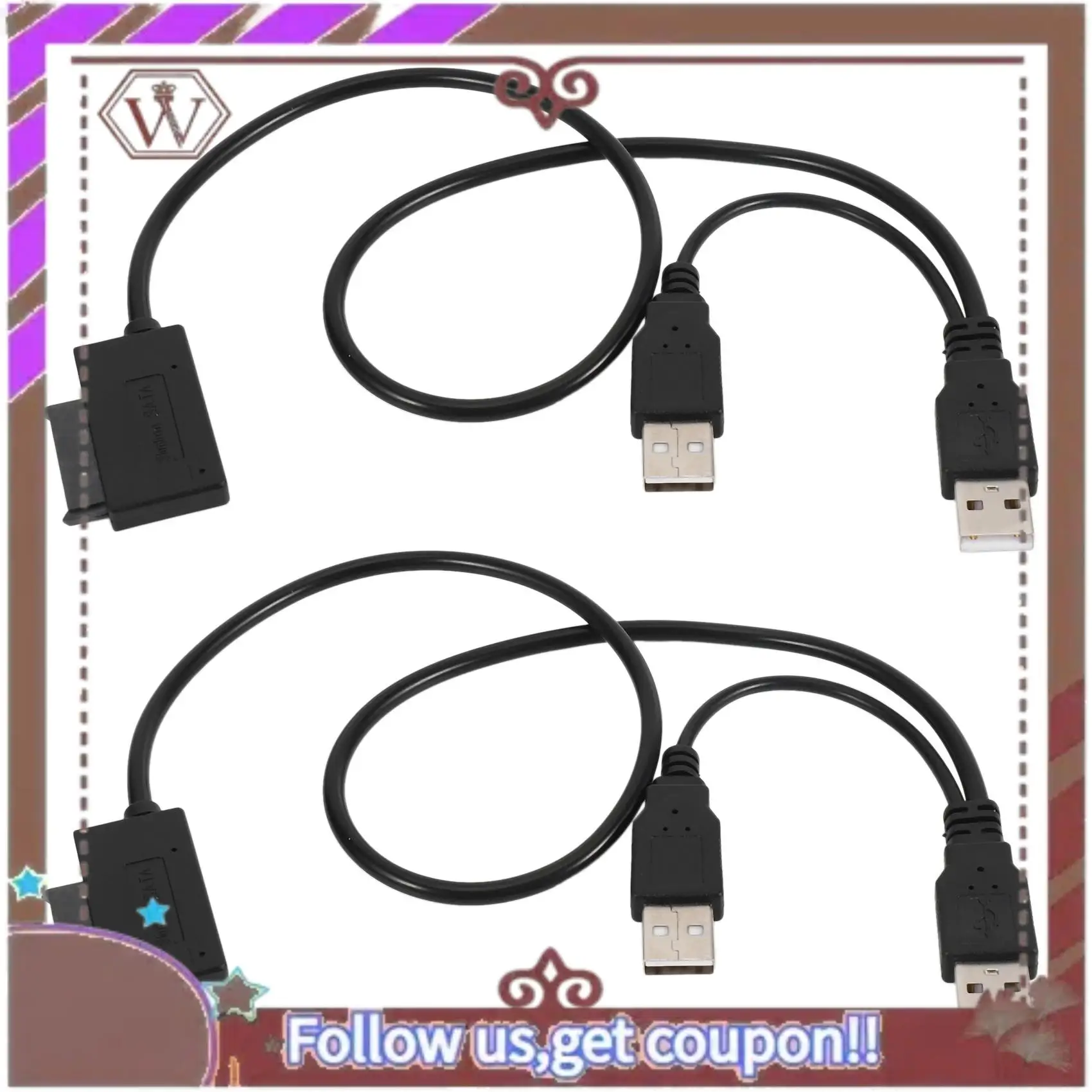 Latest 2X Slim SATA Cable USB 2.0 To 7+6 External Power For Laptop SATA Adapter Converter Support Window Xp/7/8/10 Mac OS EM88