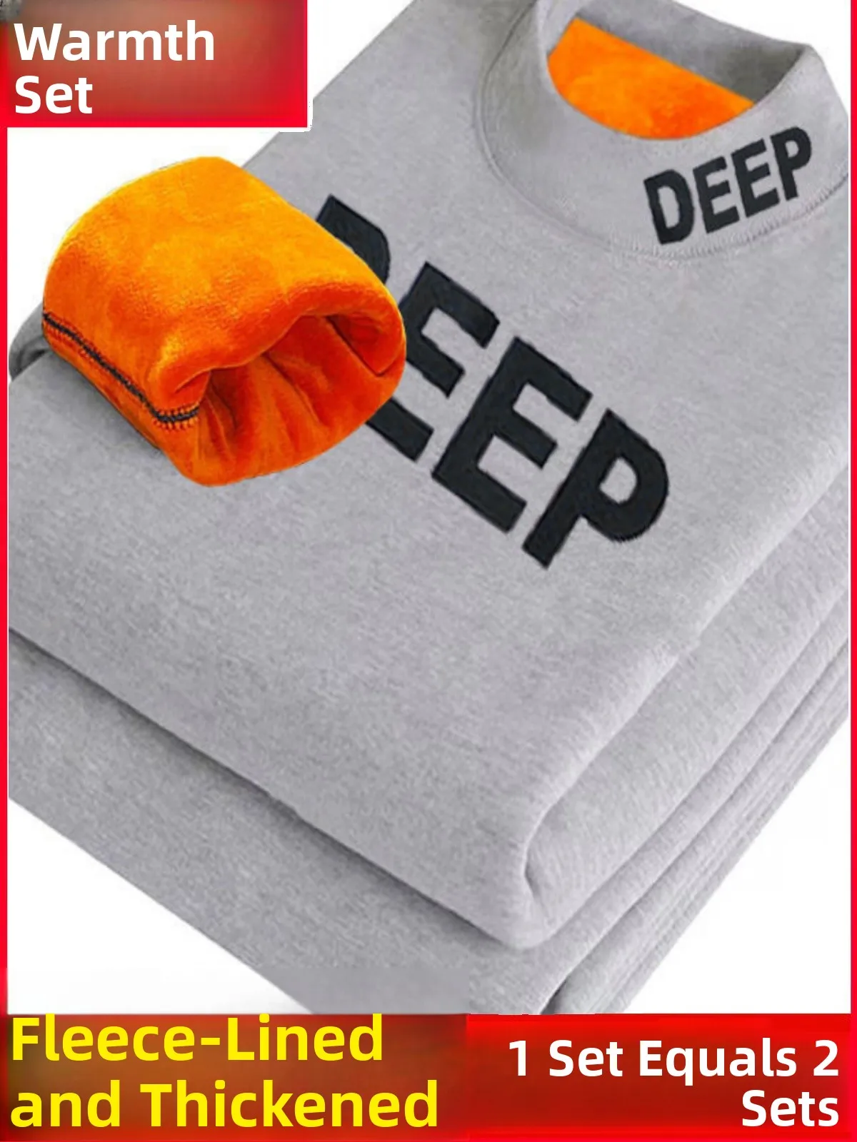 

Men's Winter Warm Underwear Set Thick Gold Fleece Base Layer Shirt And Pants Long Sleeve round Neck Home Comfortable Sportswear