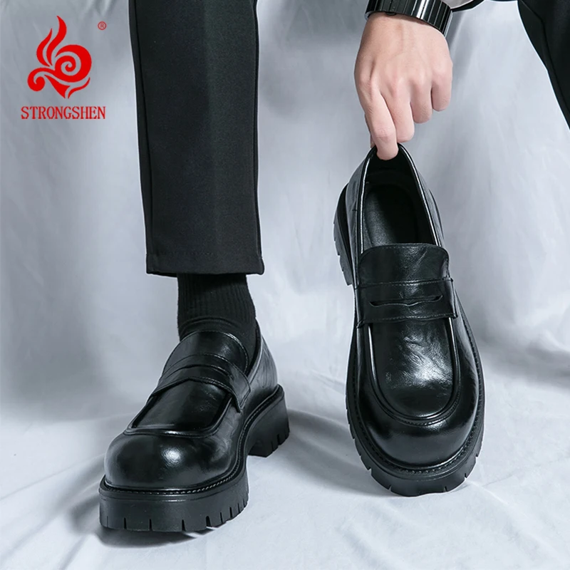 

STRONGSHEN Men Leather Shoes Business Formal Shoes Oxford Casual Shoes Classic Comfortable Fashion Derby Shoes Luxury Shoes