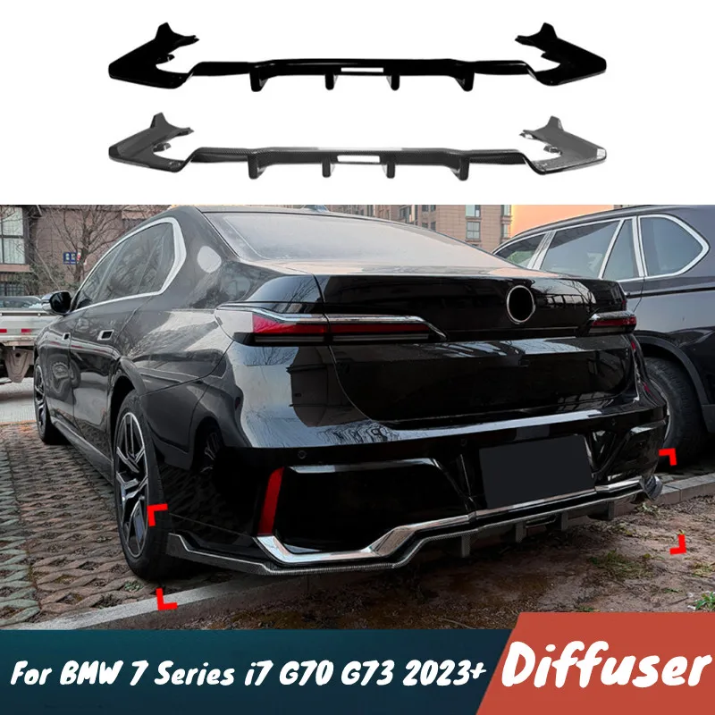 

Для BMW 7 серии i7 G70 G73 2023+ — задний диффузор бампера, направляющая пластина, черный карбон, обвес, внешние аксессуары для тюнинга