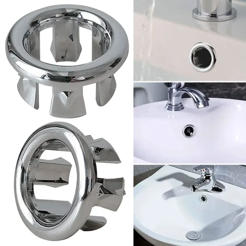 Sink Overflow Ring Kitchen Bathroom Basin Trim Bath Drain Cap Sink Wash Basin Round Overflow Ring Plug Basin Tools Accessory