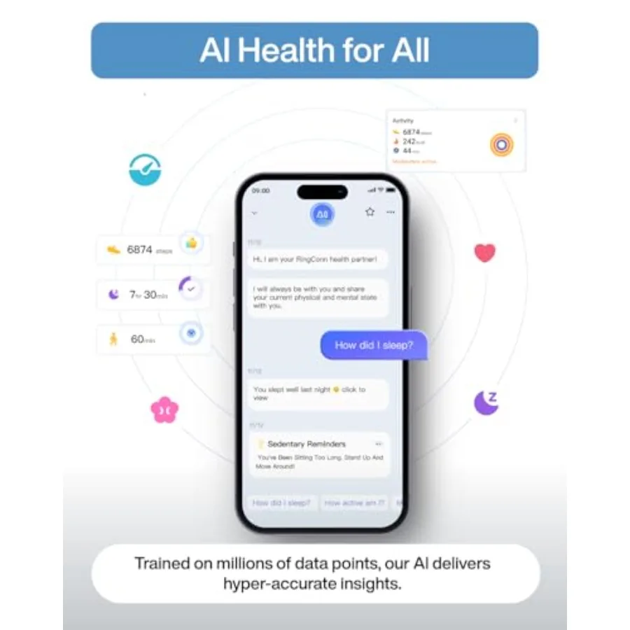 Gen 2 Air, Ultra-Thin AI Smart Ring, -Day Battery Life, Fitness/Sleep/Stress/HR Tracker for WomenandMen, No App Fee for Standar