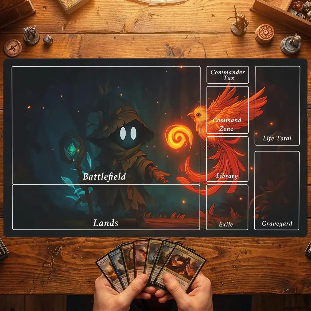 Mage Phoenix Fire Magic Party Game Mat Durable Rubber for MTG&TCG Games 35X60 Mouse Pad Offices Desk Mats Friendly Design