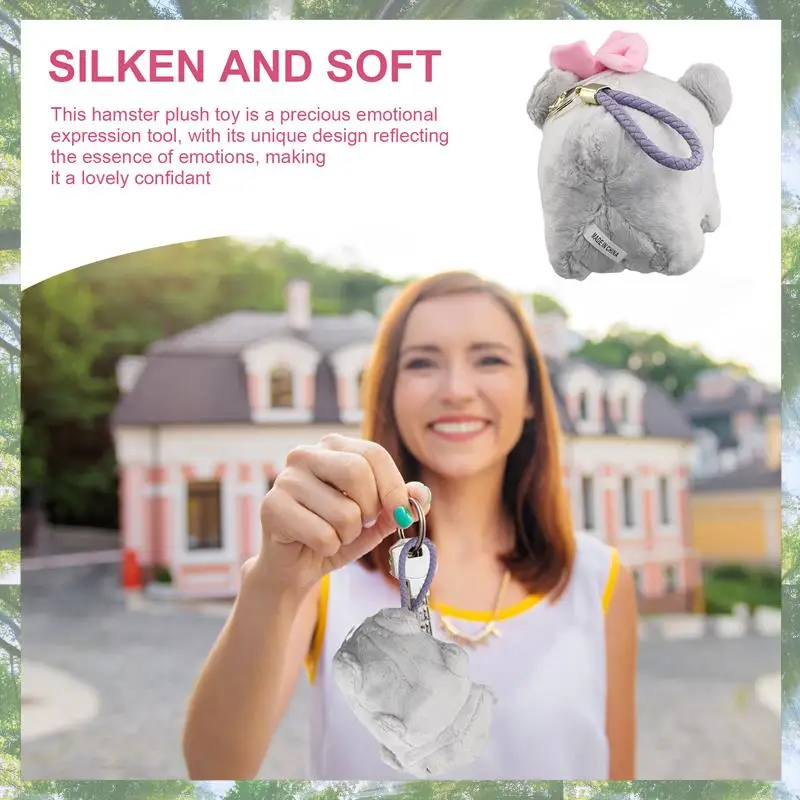 T84C-Carino Criceto Triste Peluche Portachiavi Criceto Triste Meme Peluche Pendanttoy Figura Peluche Peluche Portachiavi Decorazione