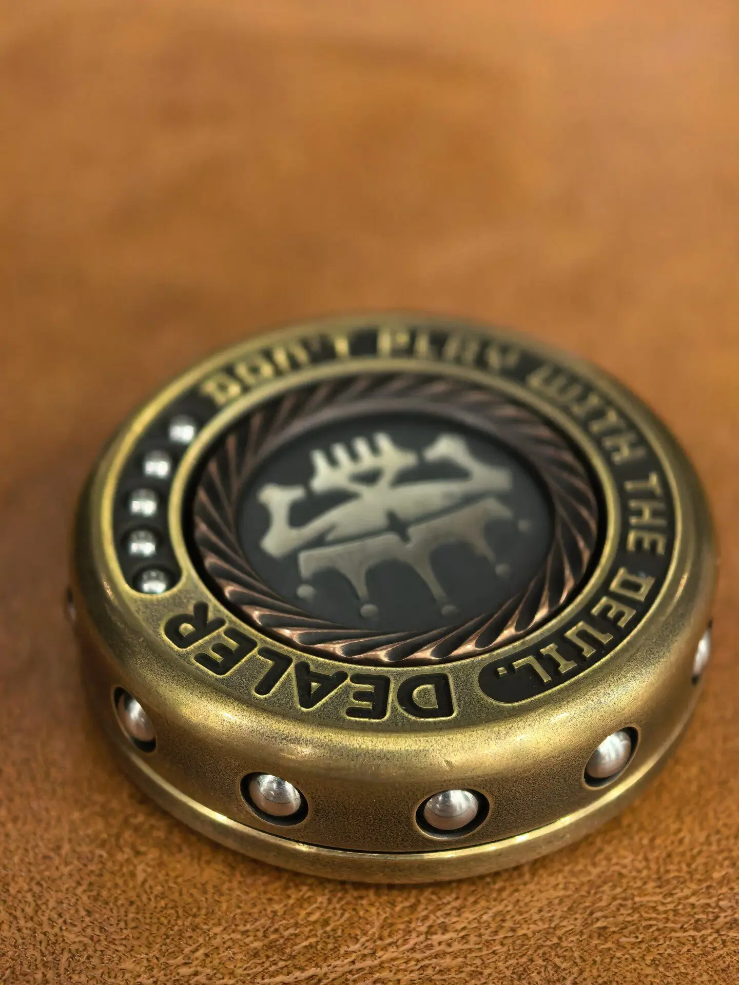 Used EDC LAUTIE Brass Red Copper Zhuang Size Mini, EDC Fingertip Gyro, Metal Texture Full