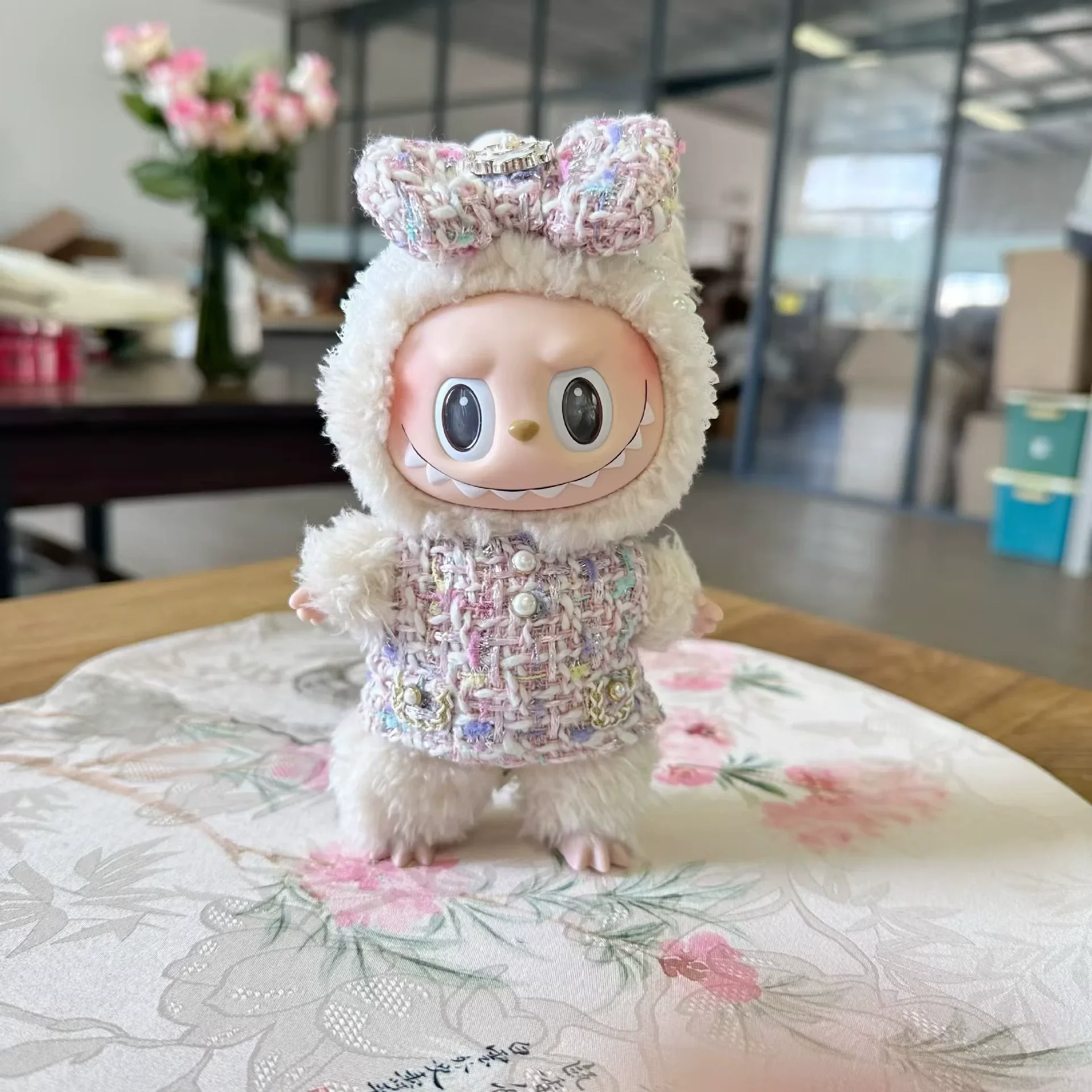 

For 17cm Labubu Plush Doll Clothes Outfit Accessories Korea Kpop Exo Labubu Idol V1 V2 Black Dress Suit Gift