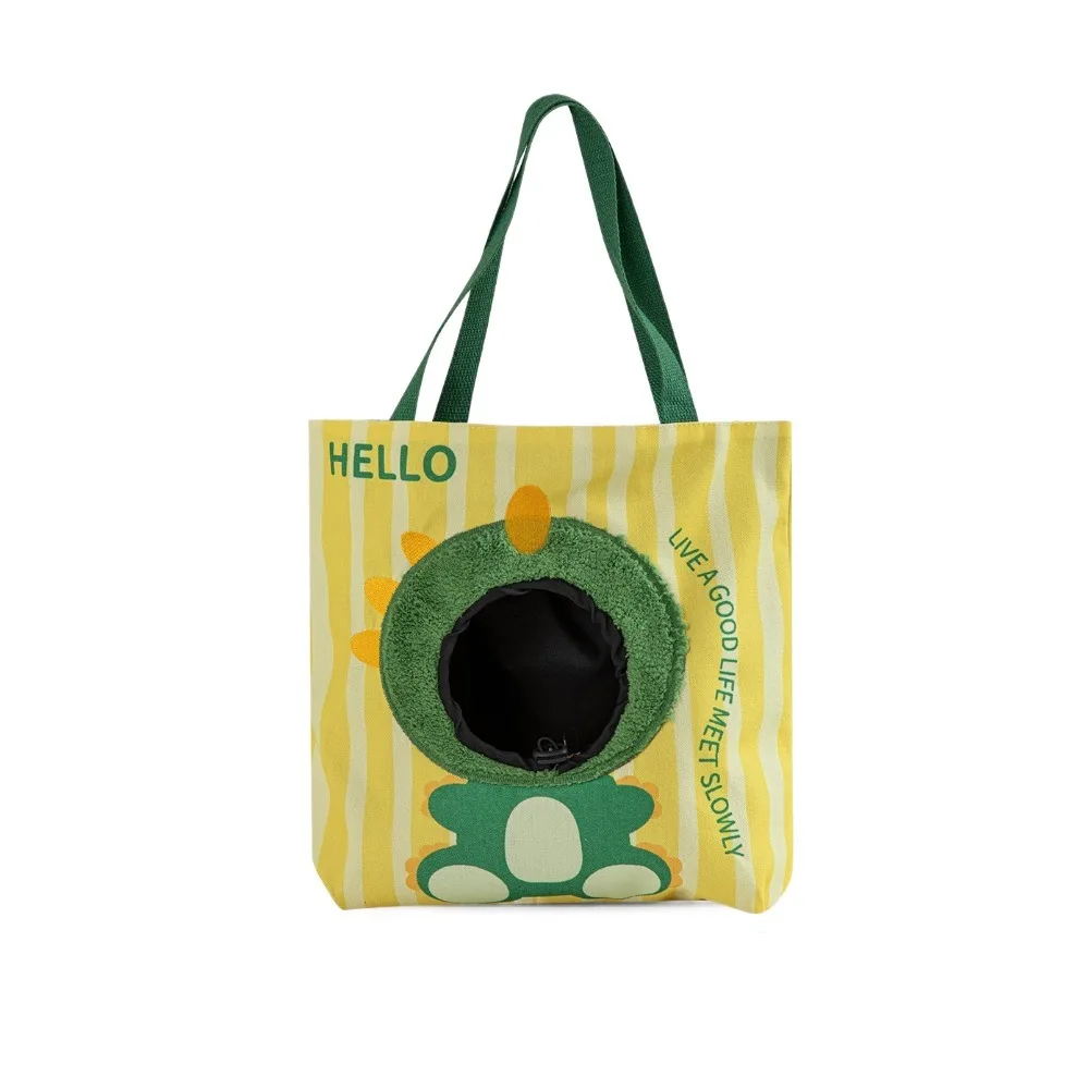 Pet Transfer Bag Breathable Cat Carrier Bag Portable Cartoon Puppy Travel Bag with Hole Canvas Pet Tote Bag Pet Travel