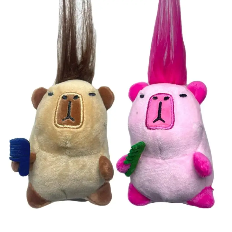 Capybara Keyring Capybara Stuffed Animals Keyring Blow-up of Hair Cute Capybara Stuffed Toy Keychain Super Soft Capybara Plushie