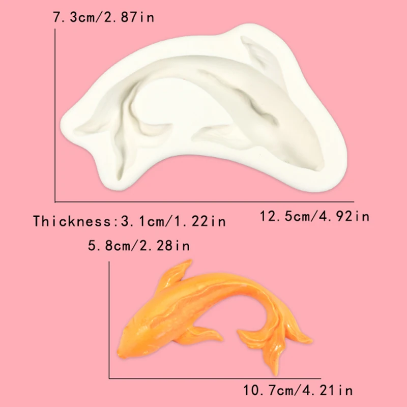 Koi Cake Decoration Chocolate Baking Fondue Silicone Mold Small Goldfish Aromatherapy Plaster Decoration Mold