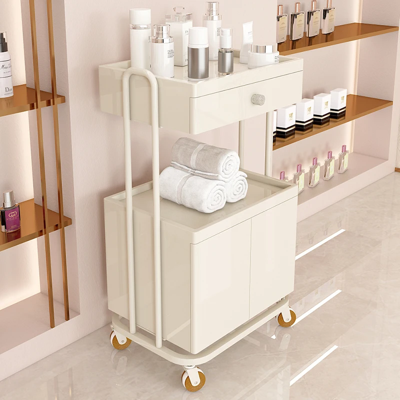 Trolley Cream Wind Trolley Salon Special SPA Shelves High-gr Ear Picking Home Storage Tool Trolley