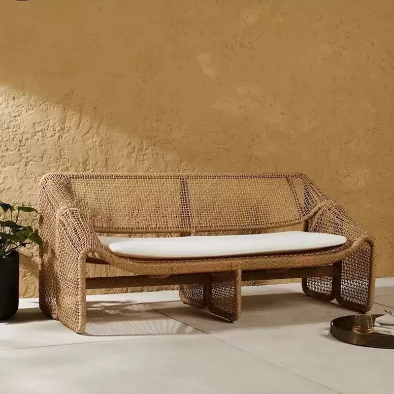 Rattan outdoor leisure bedroom reading bed and breakfast rattan small tables and chairs model room furniture