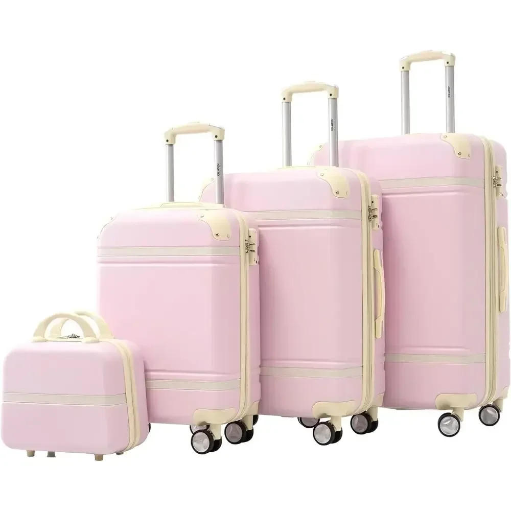 

3 Piece Luggage Set with Expandable Spinner Wheels and Cosmetic Case - Vintage Light Pink (20 + 24 + 28)