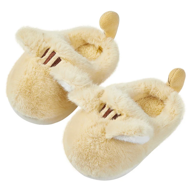 Children\'s Cotton Slippers Baby Girls\' Soft Sole Home Slippers Winter Parent Child Cotton Shoes Cartoon Boys\' Fur Slippers