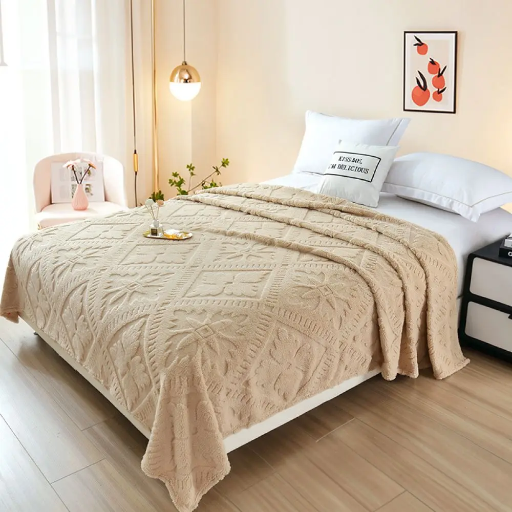 Lightweight Jacquard Flannel Throw Blanket For Huisha Solid Color Bedspread Decorative Nap Rug Soft Couch Cover Home Office