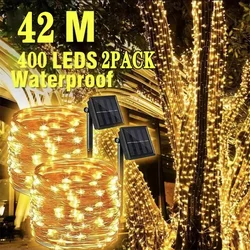 Impermeável Solar LED Light, Festão ao ar livre, Jardim Fairy String, Guirlanda de Natal, Quintal Decoração, 50 LED, 100 LED, 200 LED, 300 LED, 400LED