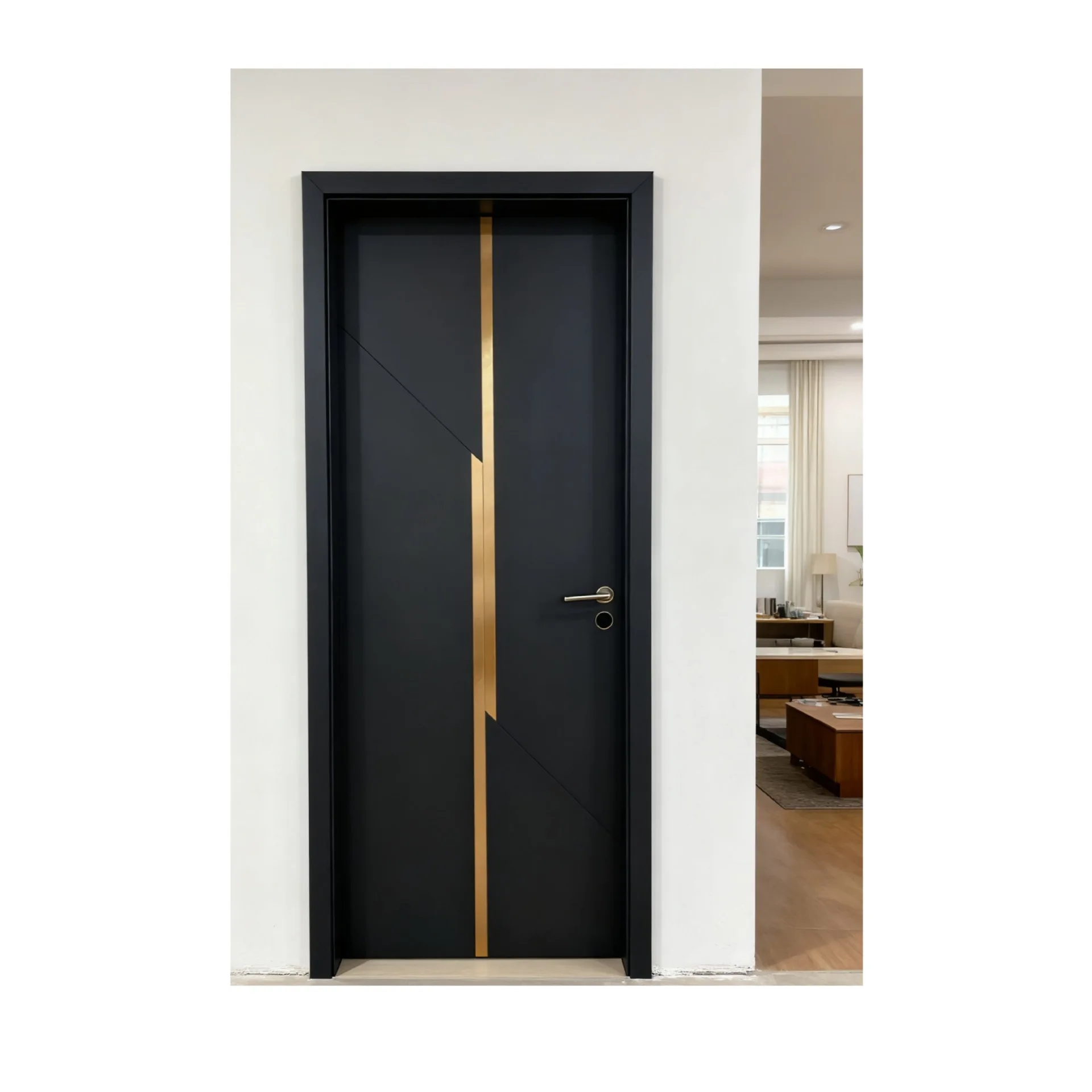 Sound insulation, moisture-proof, metal inlay series, paint-free bedroom set door, multi-layer