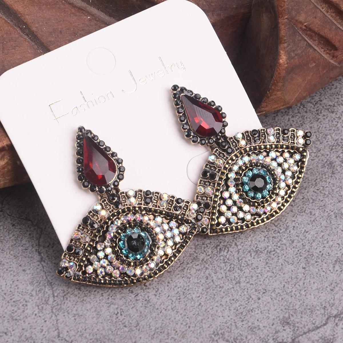 

Vintage Evil Eye Shape Rhinestones Stud Dangle Earrings Jewelry For Women