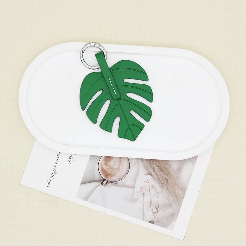 Bags Hanging Green Plants Korean Version of Bamboo Leaf Key Chain Creative PU Leather Ornaments