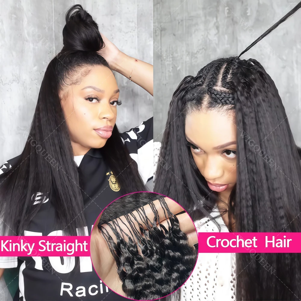 

Kinky Straight Human Hair Crochet Knotless Pre-Separated Crochet Hair Extensions Feather Hair Line 100% Human Hair for Braiding