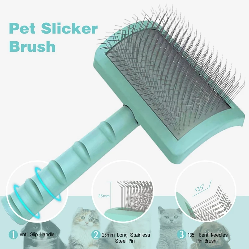 2X Firm Slicker Brush For Dogs- Extra Long Pin Slicker Brush For Large Dog Pet Grooming Wire Brush And Deshedding