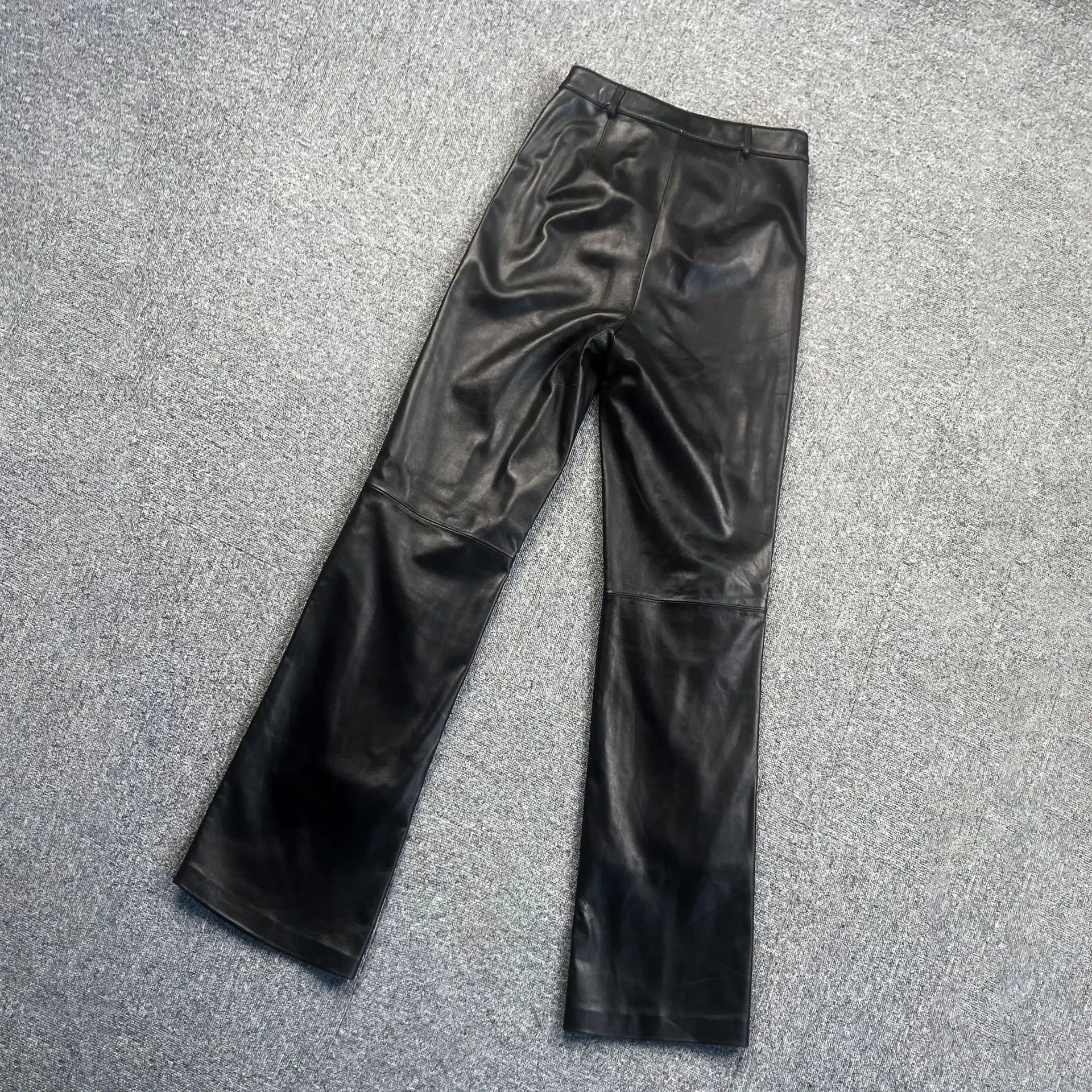 Calça de pele de carneiro genuína, couro de ovelha real casual, E34, novo, 2023