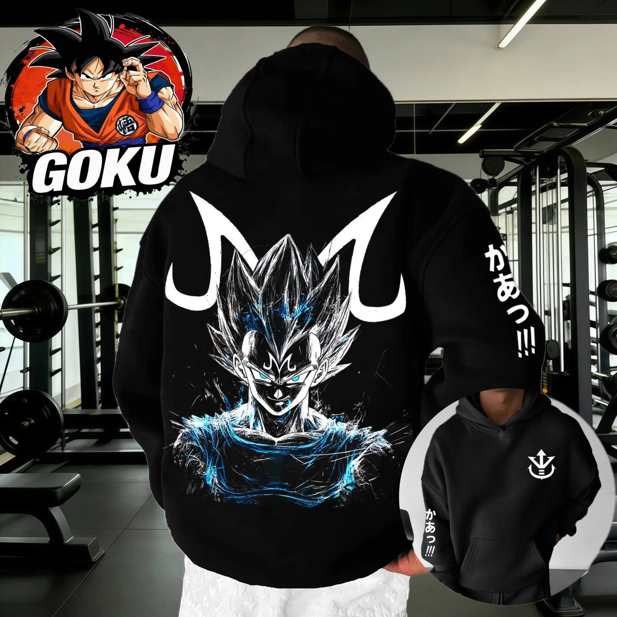 

Худи Dragon Ball Осень-Зима 2026, 100% хлопок, оверсайз, с принтом Majin Vegeta Blue Flame, унисекс, для спортзала и уличной моды