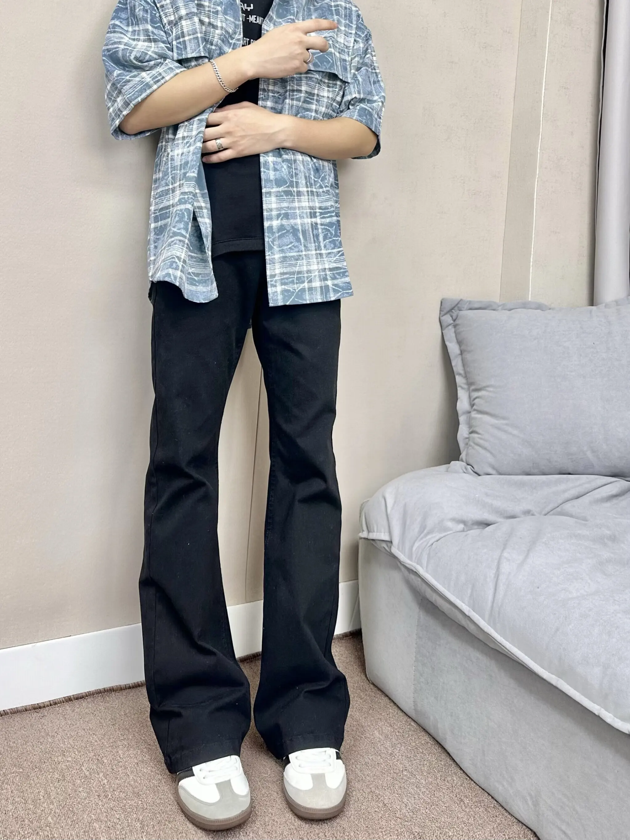 

American Vibe Retro Street Sle Men's Jeans Clean Fit Bootcut Slimming Long Pants Water Waed Straight Leg Denim Jeans