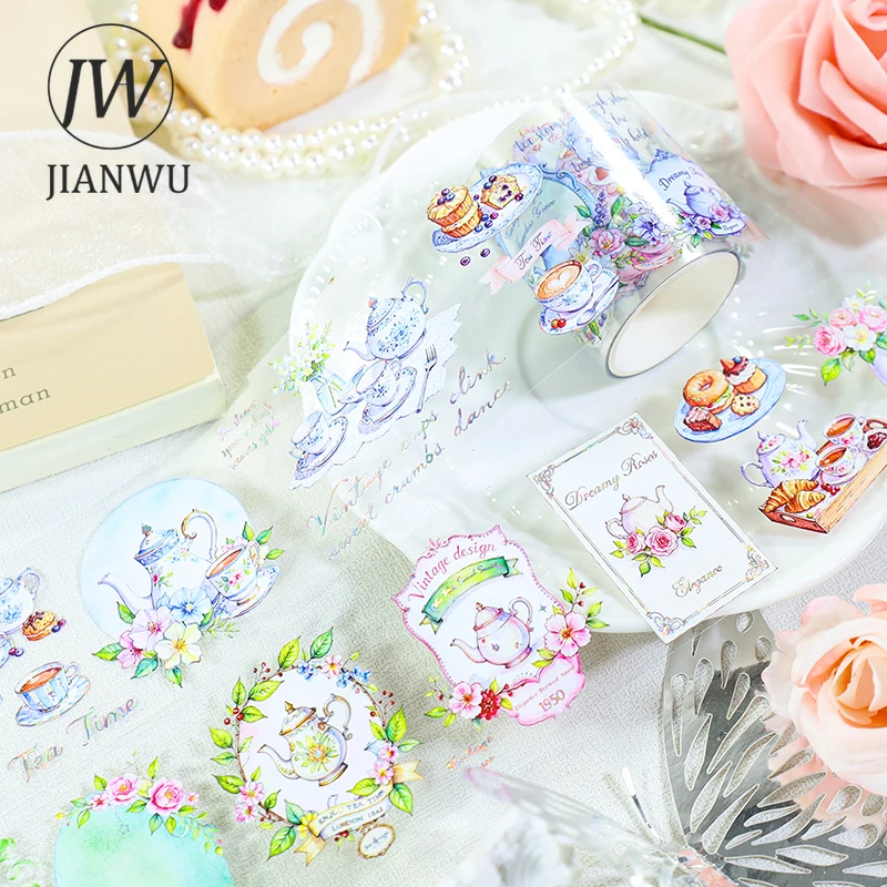 

JIANWU 60 мм * 200 см винтажный послеобеденный чай цветок пейзажный материал коллаж ПЭТ лента креативные канцелярские принадлежности для журналов «сделай сам»