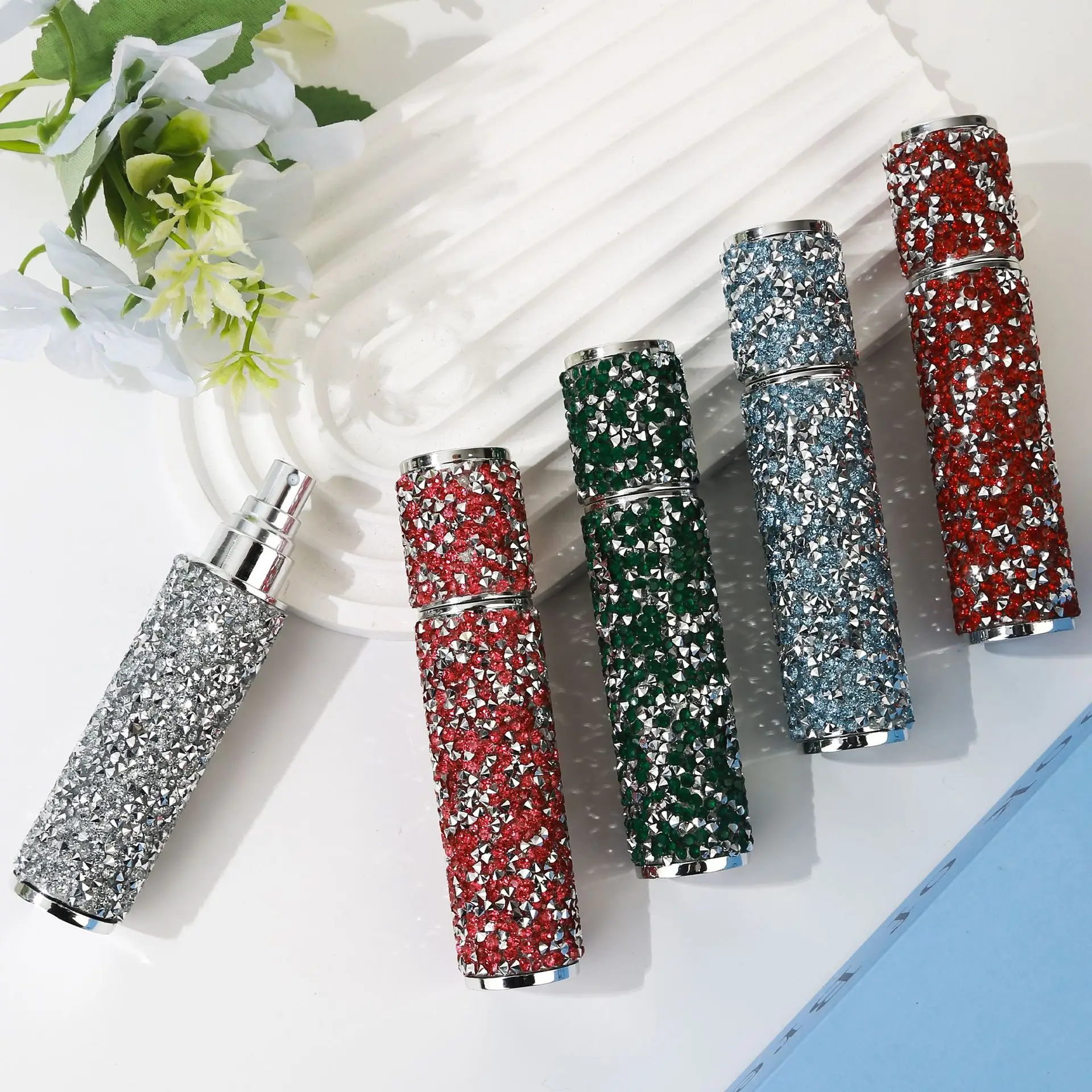 10ML Full Diamond Perfume Sub-bottle Spray Bottle Multi-color Diamond Refillable Bottles