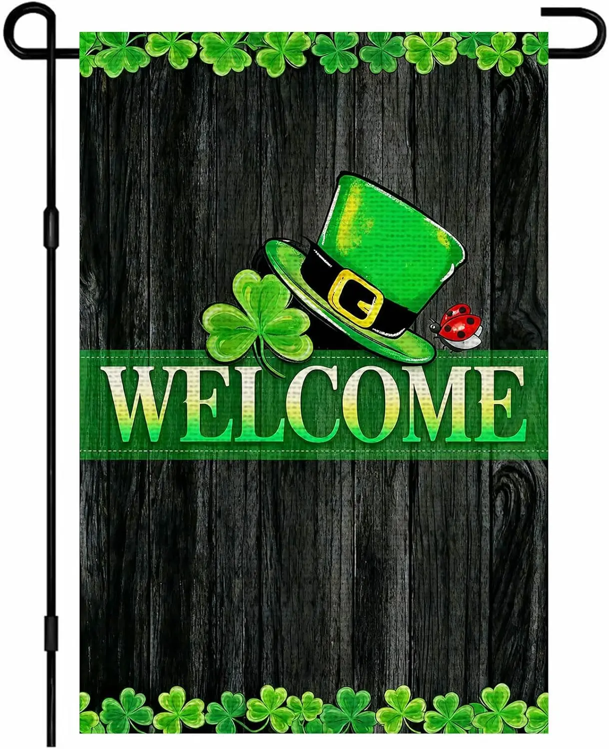 IVN St. Patrick's Day Garden Flag 12 x 18 Inch Yard Flag Double Sided Burlap Rustic Wood Leprechaun Hat Welcome Decorati WWP zzo