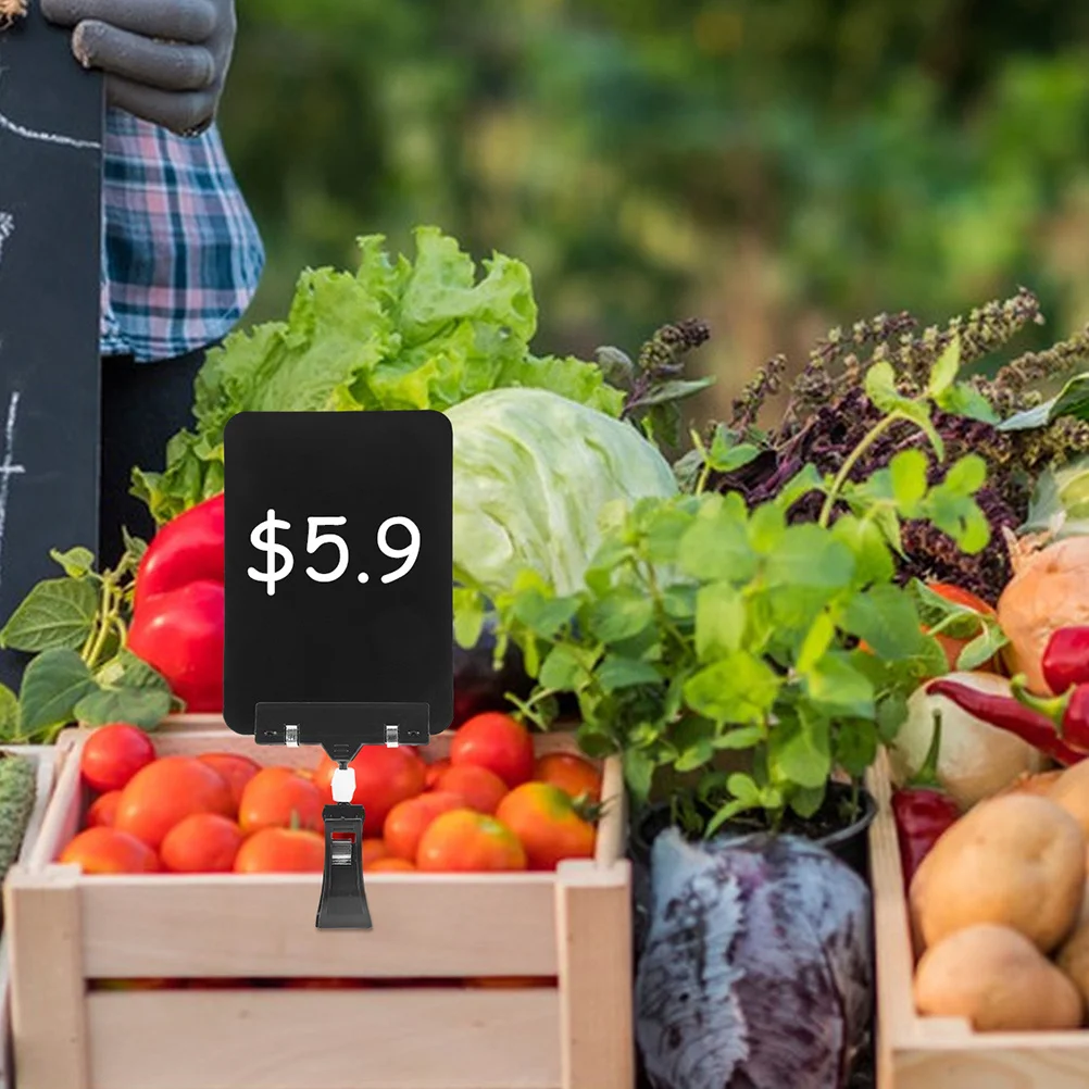 

5pcs Fruit Price Tags Reusable Erasable Chalkboard Sign Clips Mini Plastic Display Holders For Retail Store Farmers