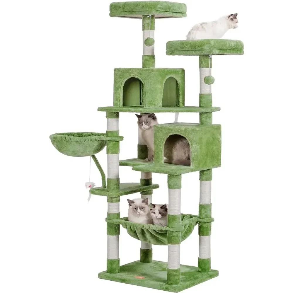 Cat Tree, Furniture With Padded Plush Perch Toys for Cats Products 70 Inches Tall Cats Tower Condo With Toy, Cat Tree