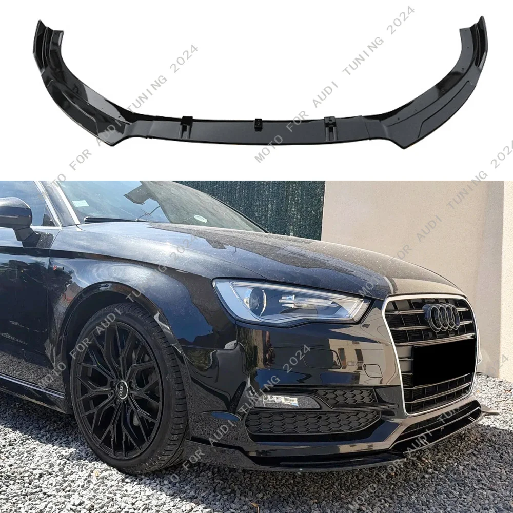 Front Lip Bumper Splitter For Audi A3 S3 8V S-Line 2013 2014 2015 2016 Pre-Facelift Gloss Black ABS 3Pcs Spoiler Bodykits Tuning