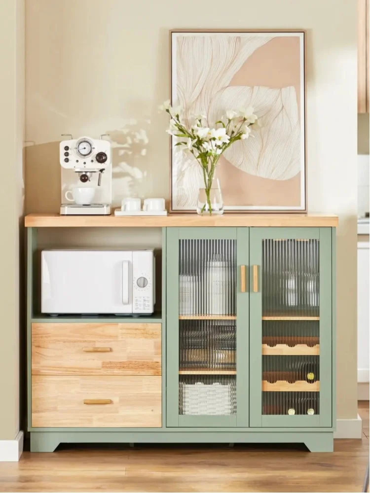 SoBuy FSB81 Buffet Sideboard mit 2 Glastüren Küchenschrank Kommode Schrank Flurschrank Beistellschrank Mikrowellenschrank