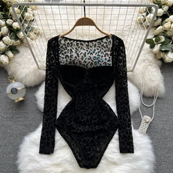 Sexy See Throught Bodysuit Long Sleeve Fashion One Piece Gothic Hotsweet Women Spring Autumn Basic Slim Streetwear Jumpsuit