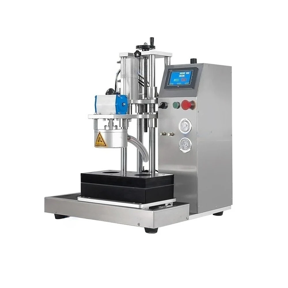 Pequeña máquina taponadora de sellado giratorio de tapa de tarro de vacío neumático semiautomático, sellador de taponadora al vacío para tarros de crema de salsa de mermelada de vidrio